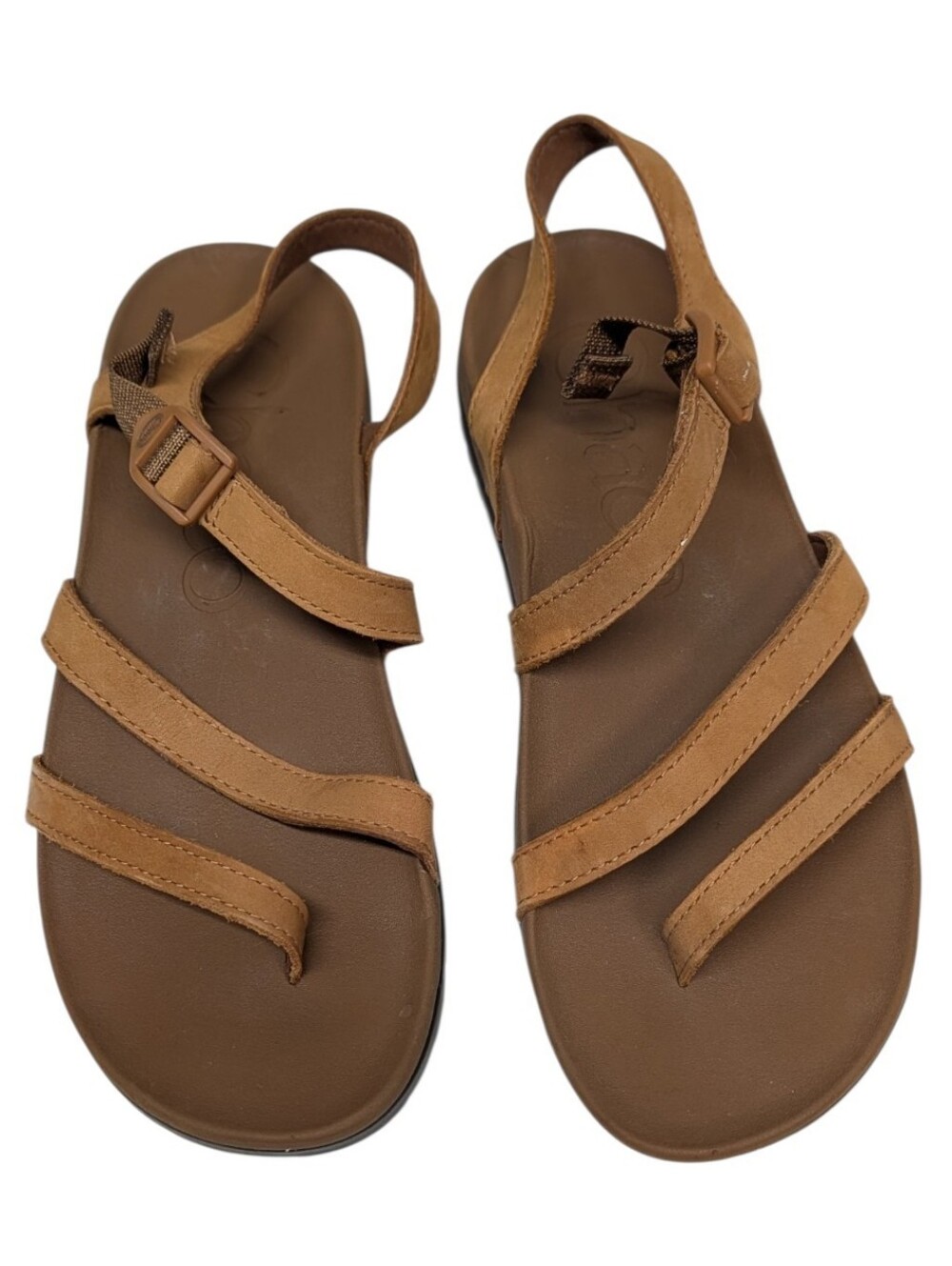 Chaco Lowdown Leather Strappy Sandals Tan Womens Size 10 Preowned JCH109644Z